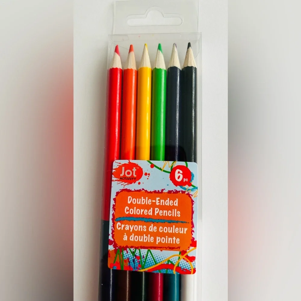 New Jot 6 Double-Ended Colored Pencils Non-Toxic Red Orange Yellow Blue Green